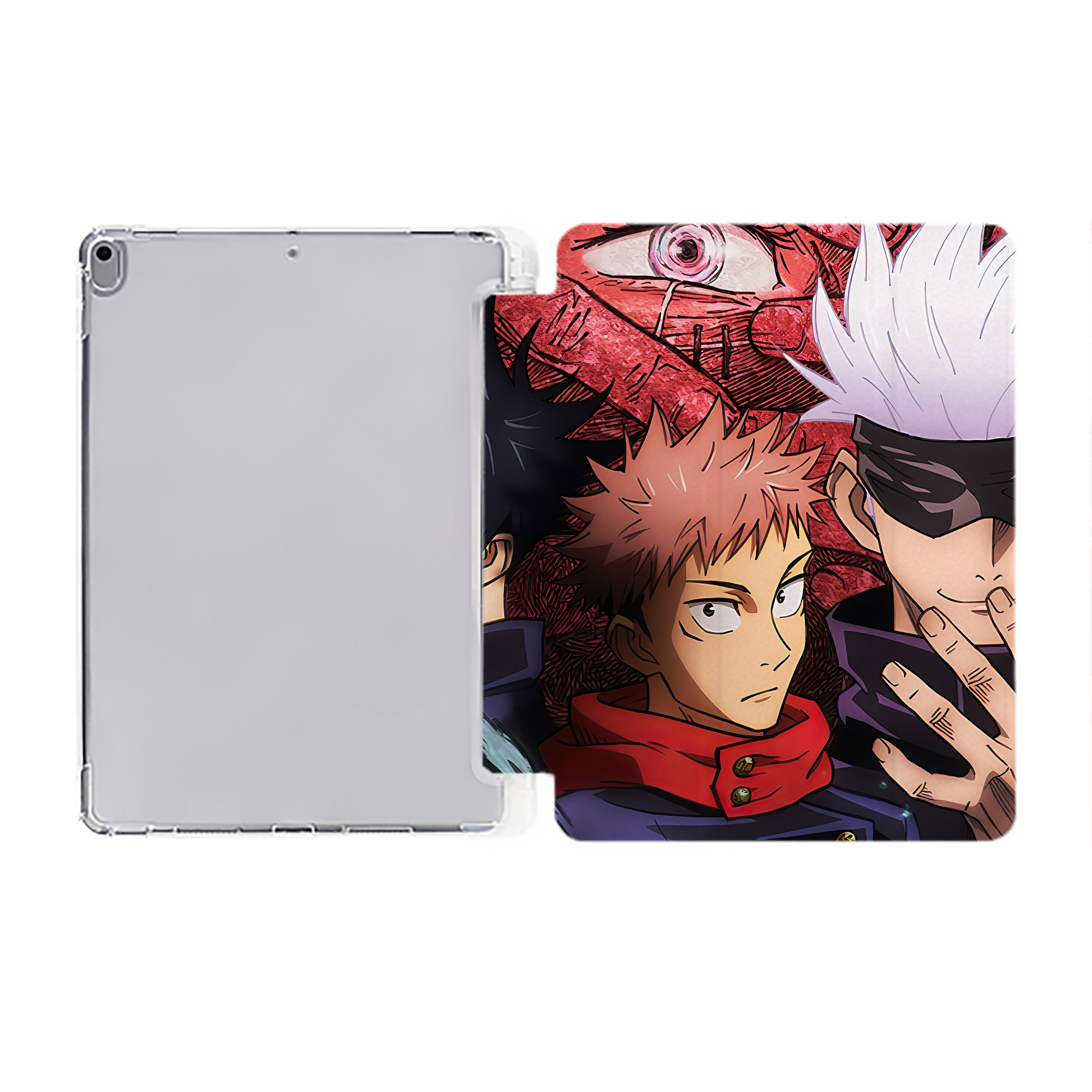（画像用） 呪術廻戦 Jujutsu Kaisen IPad ケース ペン収納付き 三つ折りスタンド PUレザー×シリコン 対応機種9.5/10.5/10.9インチ